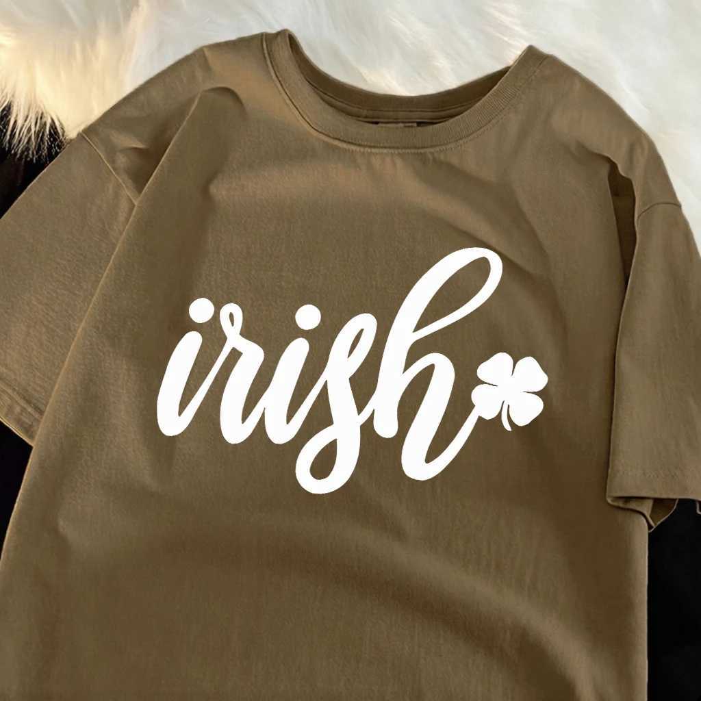 Irish Script Prints Man Beach Sport T-Shirt Cotton Comfortable Tops Trendy O-Neck T Shirt Hip Hop Loose Clothes Daily Casual Tee M260317