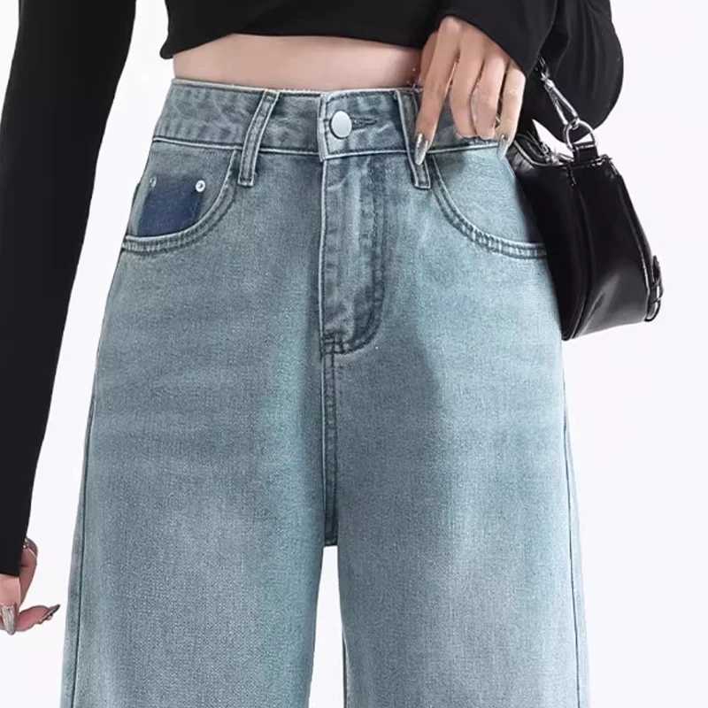 New Designer s High Waist Jeans Female Korean Classic Wide Leg Denim Trousers Women Fashion Casual Daily Pants M260317