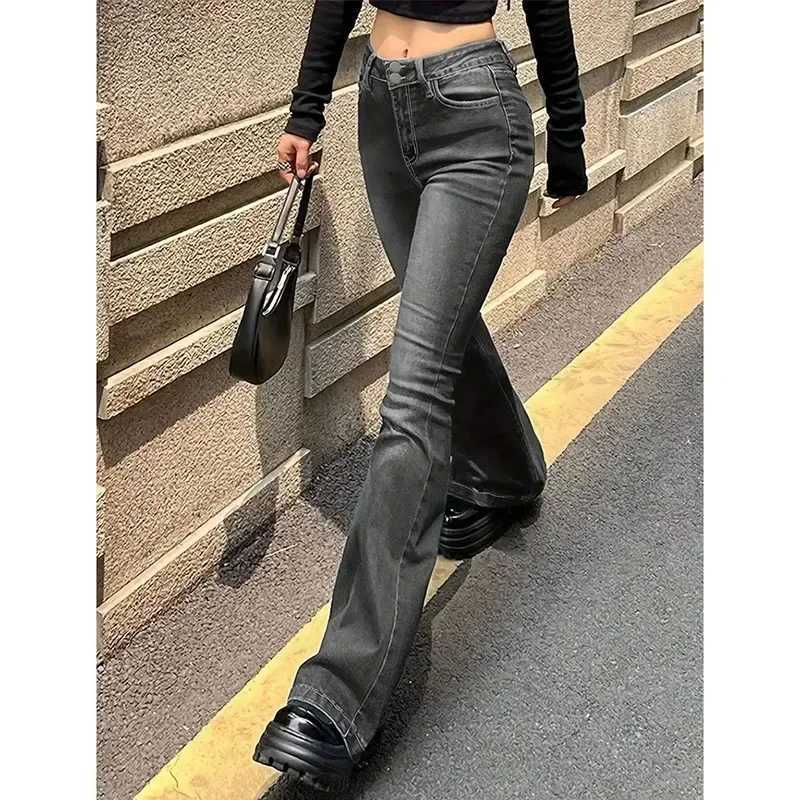 Woman High Waist Y2k Clothes Flare Jeans Female Fashion Harajuku Bell Bottom Pants s Designer Gray Black Blue Denim Trousers M260317