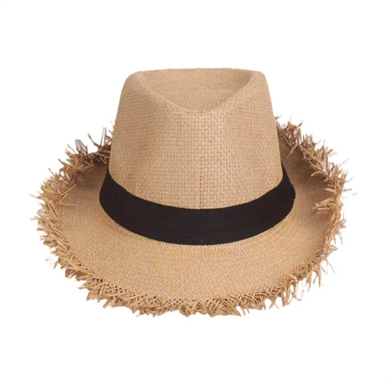Straw Sun Hat Mens Womens Casual Breathable Wide Brim Jazz Hat Sun Protection Summer Beach Hat for Travel Outdoor Vacation H260317 - view 3