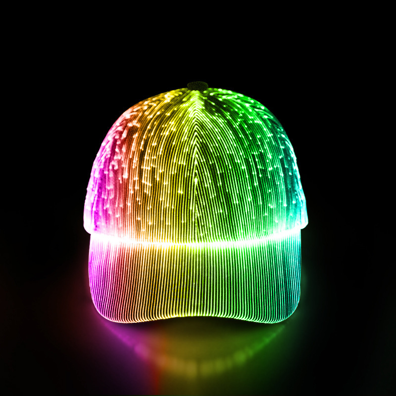 Party Supplies LED Fiber Optic Knit Baseball Caps Light Up Hats Adjustable Sports Caps Multicolored Light Up Promotional Caps