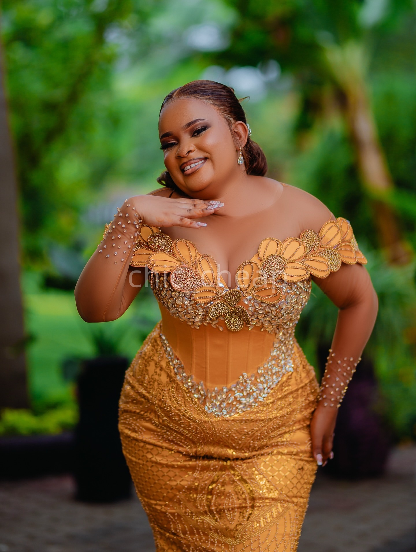 2K26 Gold Prom Dress 2026 Mermaid Prom Dress Florals Crystals Sheer Neck Sequined Evening Dresses Birthday Party Formal Receiption Gowns Dresses ZJ064