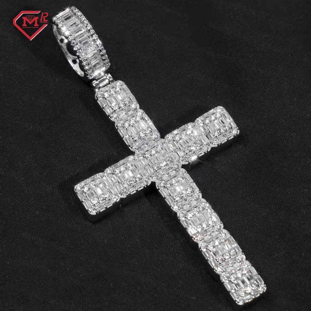 IGI Certified Lab Diamond Cross Pendant Chain 925 Silver VVS Customized Hiphop Diamond Pendant