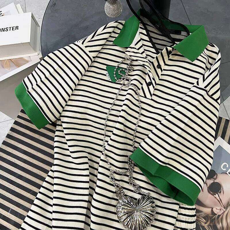 Shorts Pant Set Women Two Piece Matching Sets Short Sleeve Tops Striped Pants Casual Elastic Waist Summer Y2k Streetwear