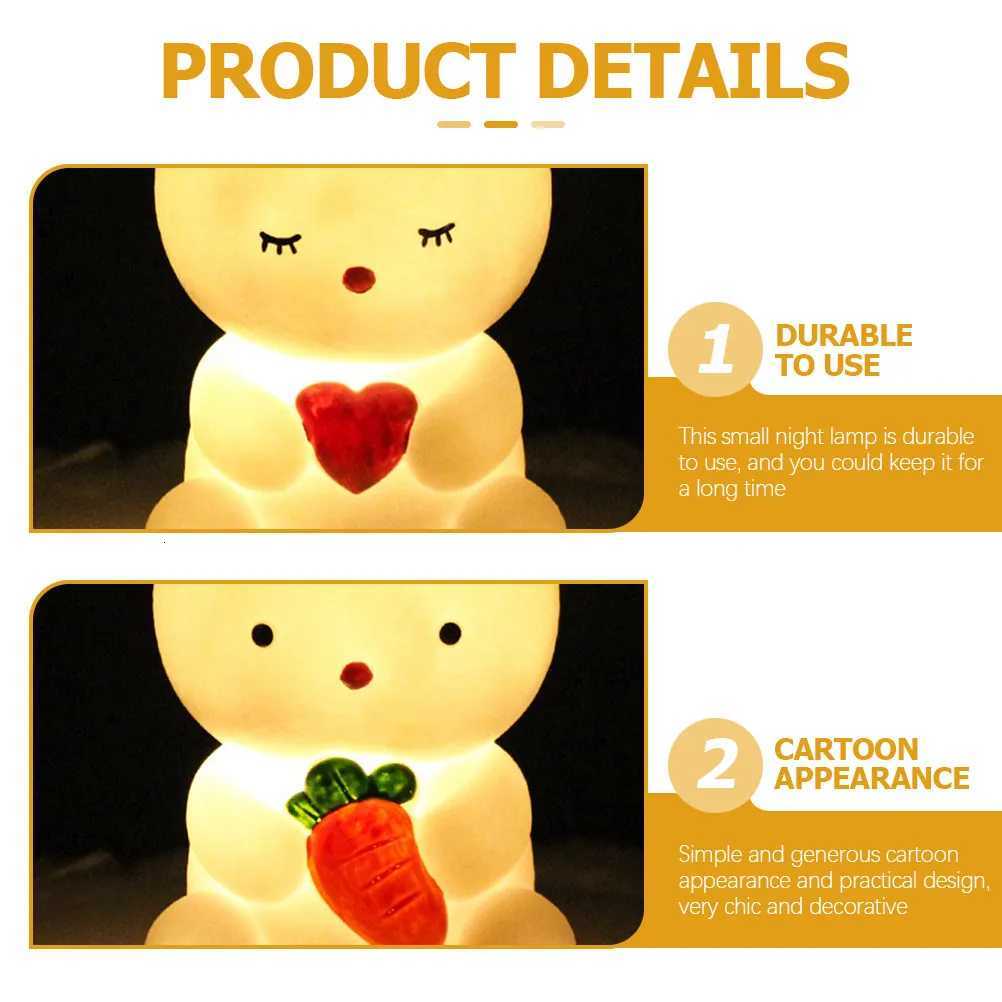2Pcs Cartoon Rabbit Kids Night Light LED Nursery Bedroom Nightlight Toddler Bedside Lamp Warm Ambient Light Decorative H260316