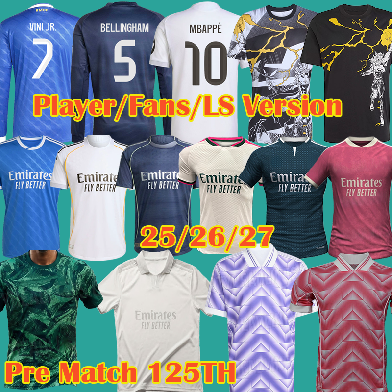 2026 2027 Player Version Soccer Jerseys MBAPPE GONZALO BELLINGHAM VINI JR Long Sleeve women ENDRICK MODRIC Lifestyle 2025 2026 MaDRids Men Kids Kits Uniformsss 4XL