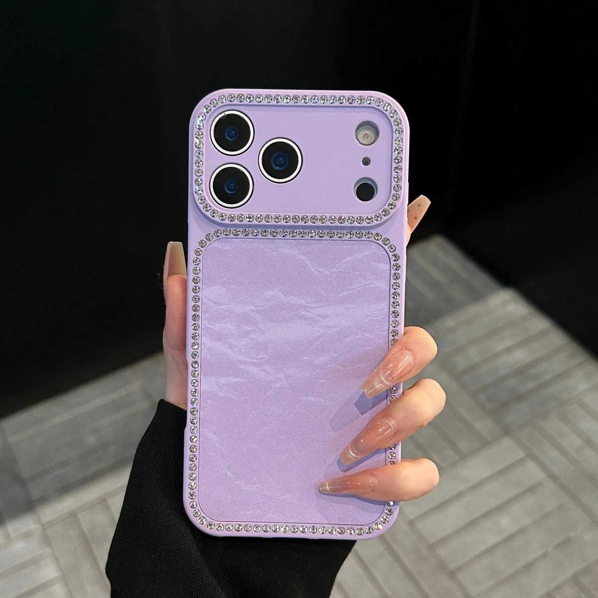 Luxury Shiny Diamond Snow Mountain Velvet Phone Case For iPhone 17 16 15 14 13 Pro Max Acrylic Large Window Shockproof Cover C260314