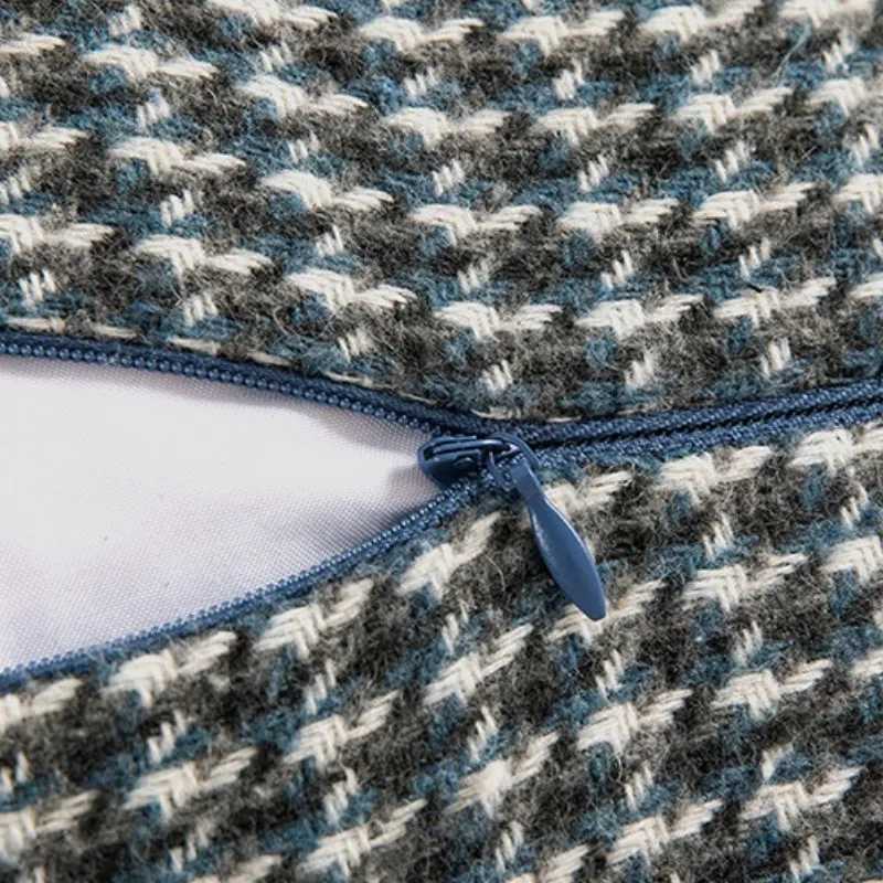 Inyahome Set of 2 Lumbar Luxury Jacquard Houndstooth Throw Pillow Covers 30x50cm 45x45cm 50x50cm Pillowcases Coussin Canap D260317