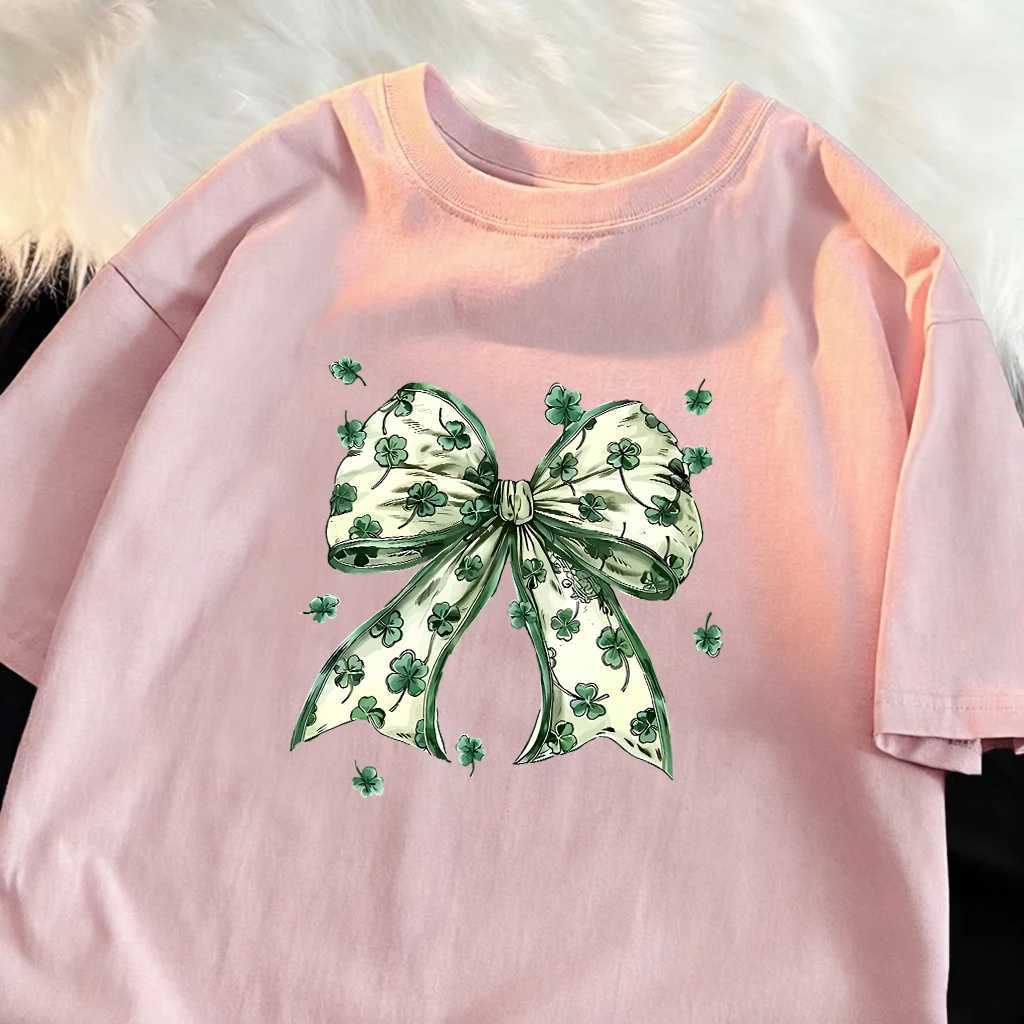 Clover Bow Pattern Sport Youthful Short Sleeve Man Summer All-Match Tee Shirts O-Neck Casual Tops Hip Hop Cotton Streetwear M260317