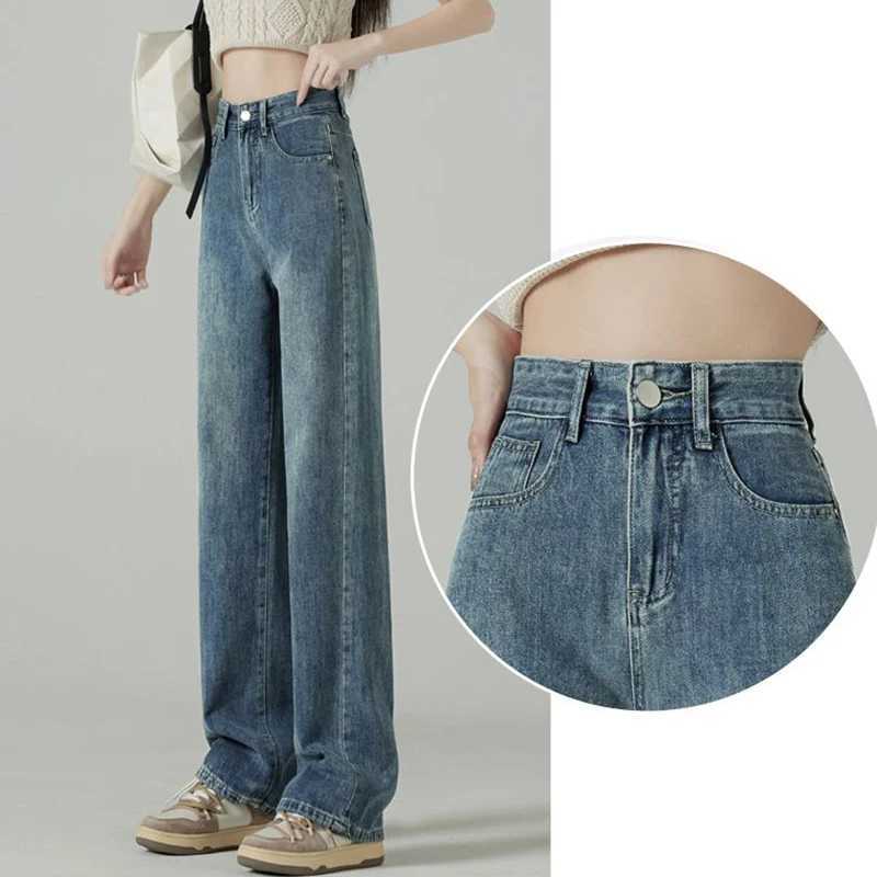 Female Big Size High Waist Loose Casual Jeans s Fashion Thin Straight Leg Pants Women Korean Casual Denim Trousers M260317