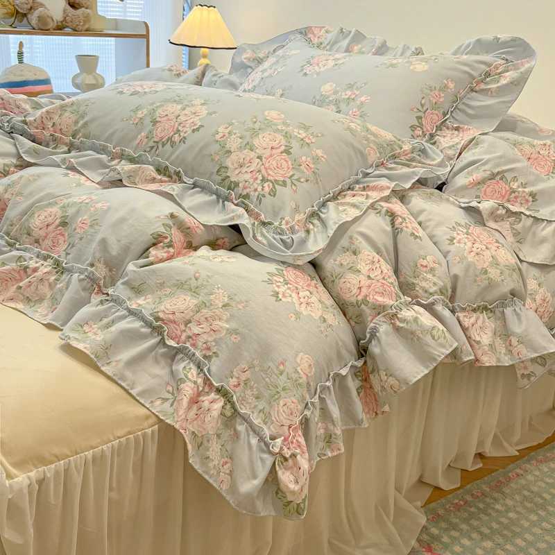 Fresh Botanical Floral Bedding Set for Kids and Adults Leaves Flower Duvet Cover Pillowcases Soft Washed Cotton Home Textil D260317