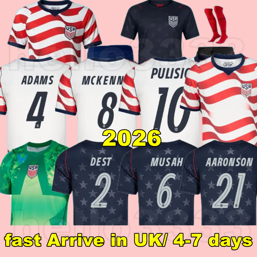 2026 PULISIC MCKENNIE soccer Jersey ERTZ ALTIDORE PRESS WOOD MORGAN LLOYD 2025 2026 America Football Shirt United States Camisetas USAS USMNT PLAYER Men Kits