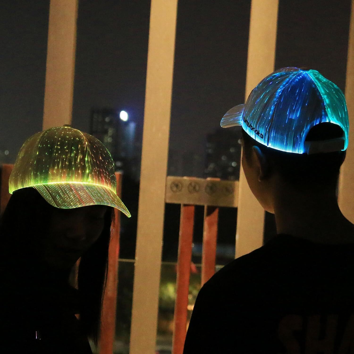 LED Fiber Optic EDM Baseball Lights Up in 7 Colors USB Rechargeable Cap Carnival Party Accessory