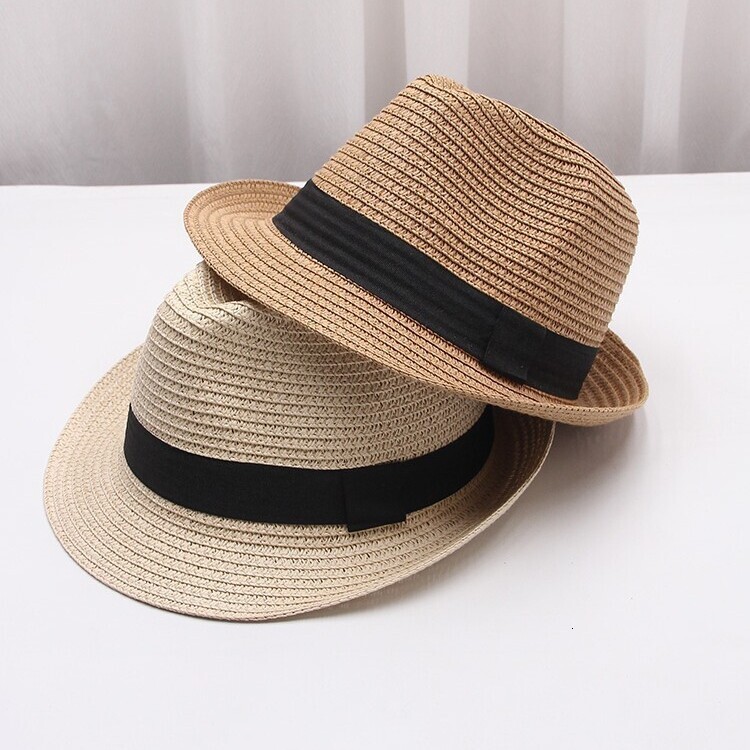 Jazz hat for men and women, summer small fedora, British style beach vacation straw parent-child foldable Panama hat, trendy ddmyshoesvip - view 4