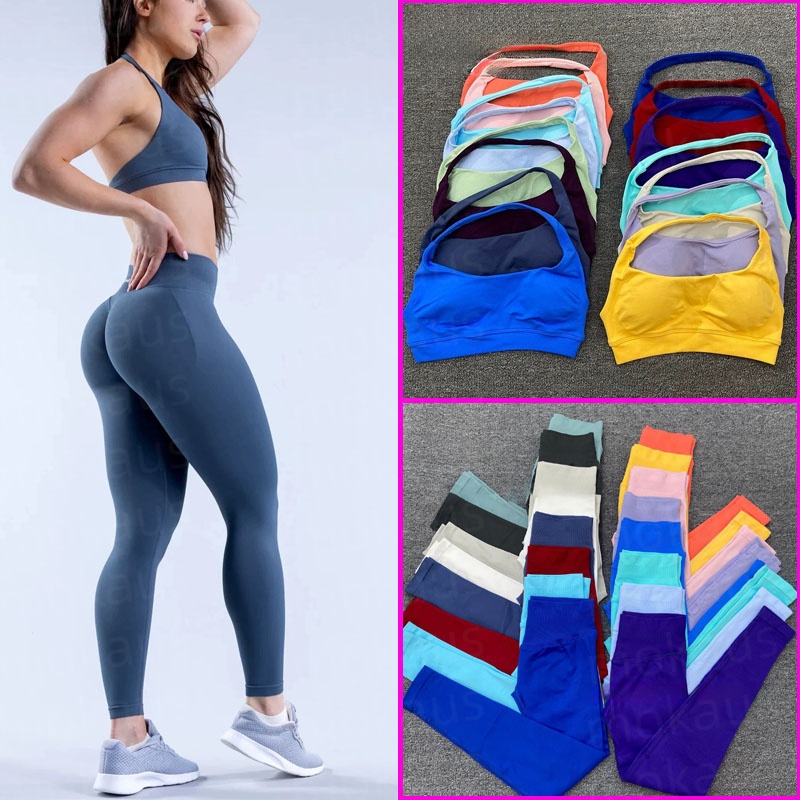 Dfynely Yoga Sports Bra High Waist Workout Scrunch Shorts Impact Gym Set Women Strappy Sports Suit Fitness Clothes Seamless Yoga Set Backless Tops Outfit