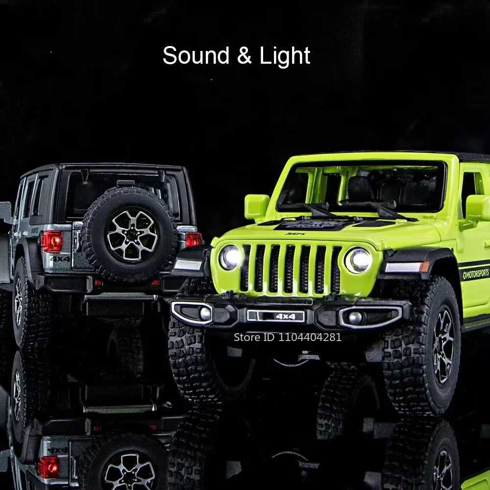 132 Wrangler Rubicon Model Toy Alloy Diecast Car Doors Opened Sound Light Pull Back Miniature Off-road Vehicle Kid Holiday Gift D260317
