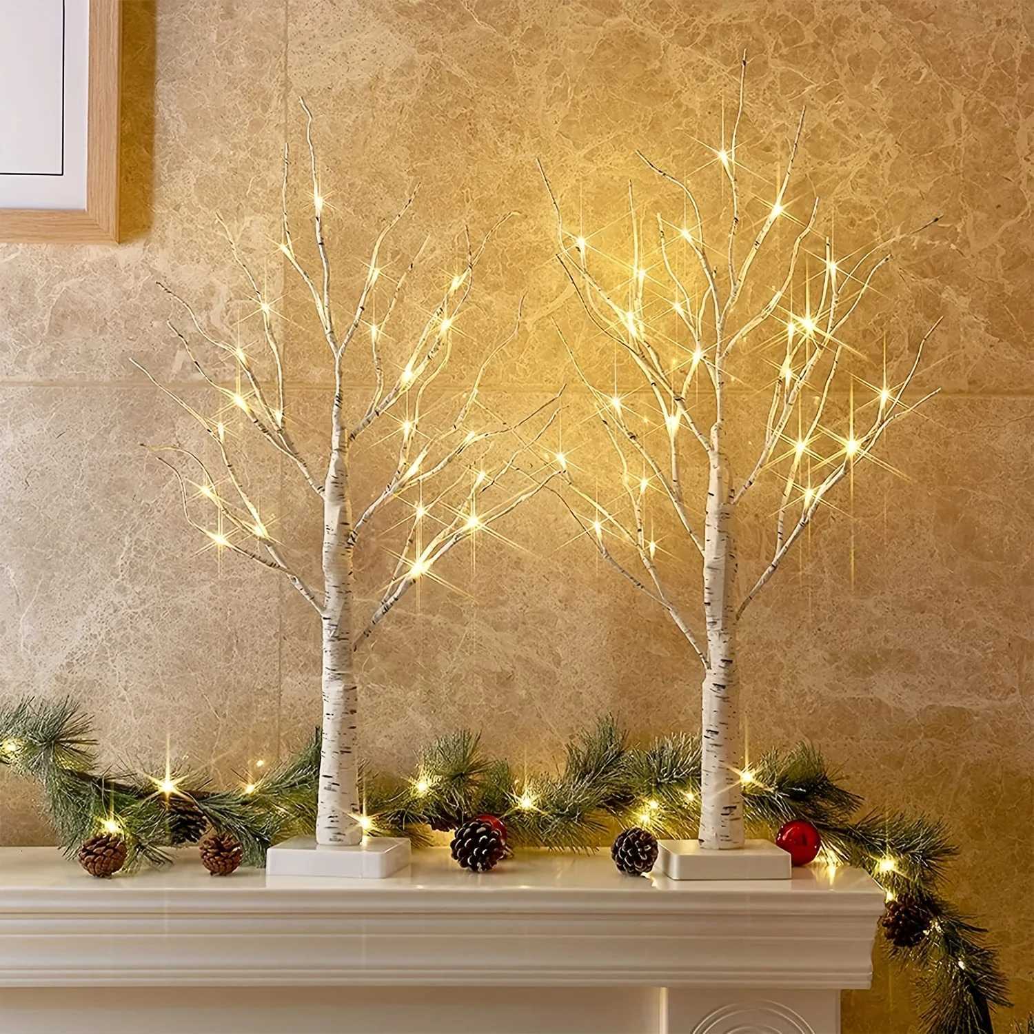 Natural Birch Branch Fairy Lights 10ft Warm White LED String Lights for Christmas Halloween Bedroom Wedding Decor H260316