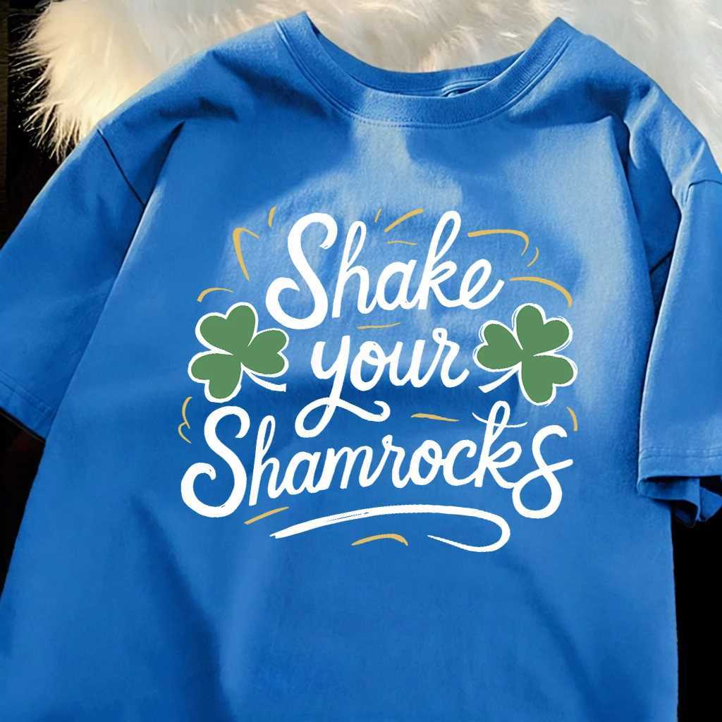 Shake Your Shamrocks Pattern Mans Soft Sport T-Shirt Summer O-Neck Short Sleeve Hip Hop Loose Top Cotton Comfortable Clothes M260317