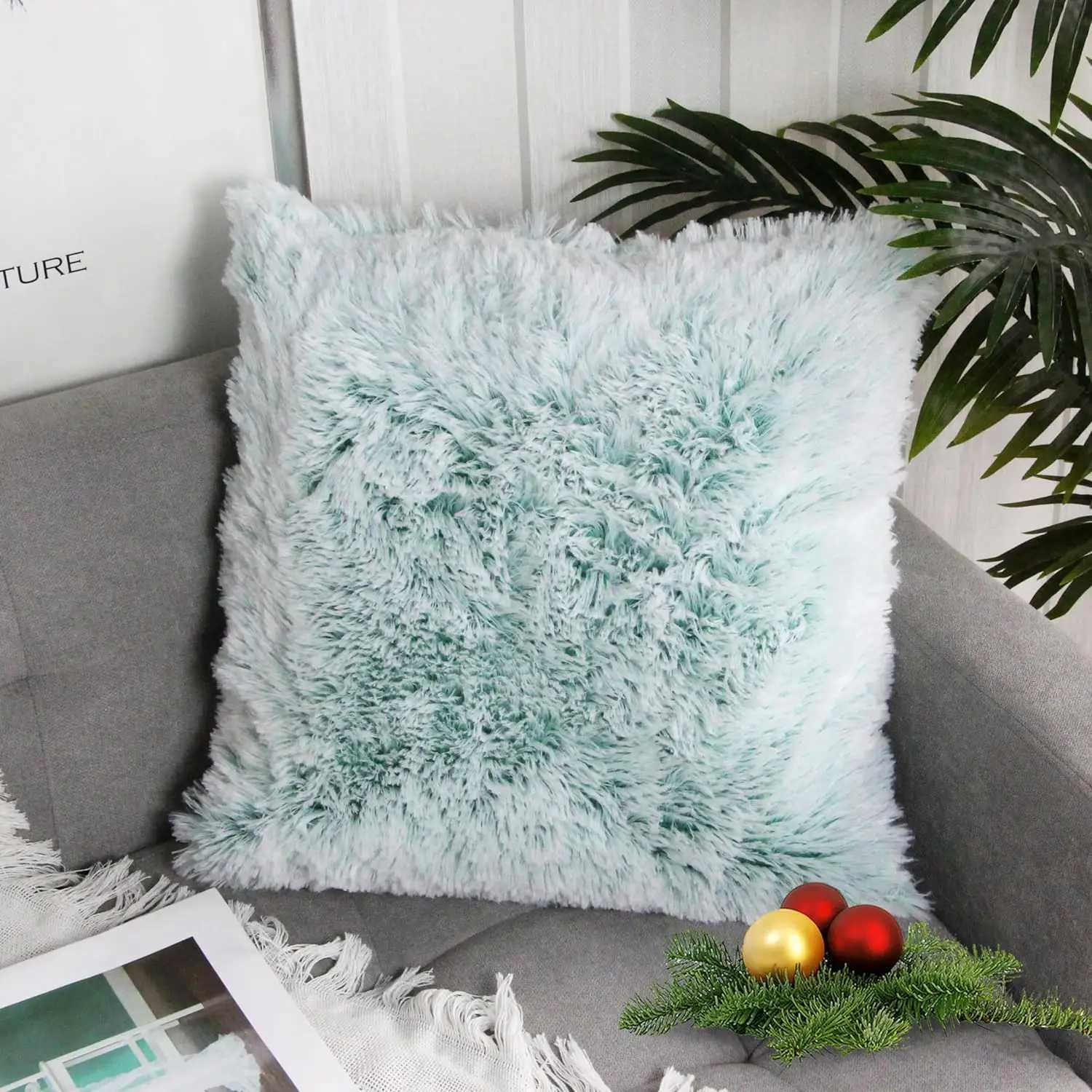 Luxury Faux Fur Throw Pillow Cover Super Soft Cushion Case for Sofa Bed Living Room Fluffy Cushion Cover 45x45 CM Home Decro D260317