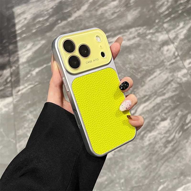 Luxury Lichee Pattern Leather Phone Case For iPhone 17 16 15 14 Pro Max Hard PC Camera Window Back Cover C260314