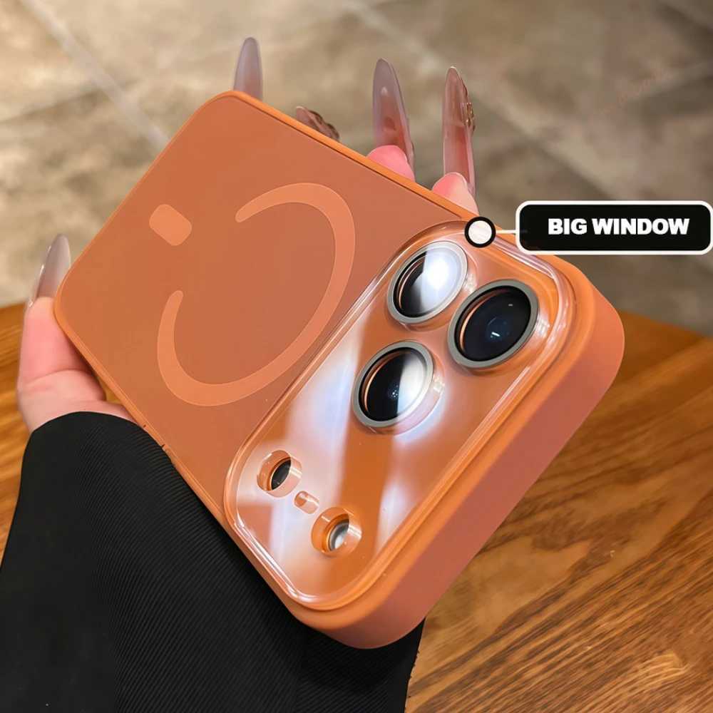 Official Magnetic Phone Case For iPhone 17 Air 11 12 13 14 15 16 17 Pro Max Big Window Charging Protector Cover C260314