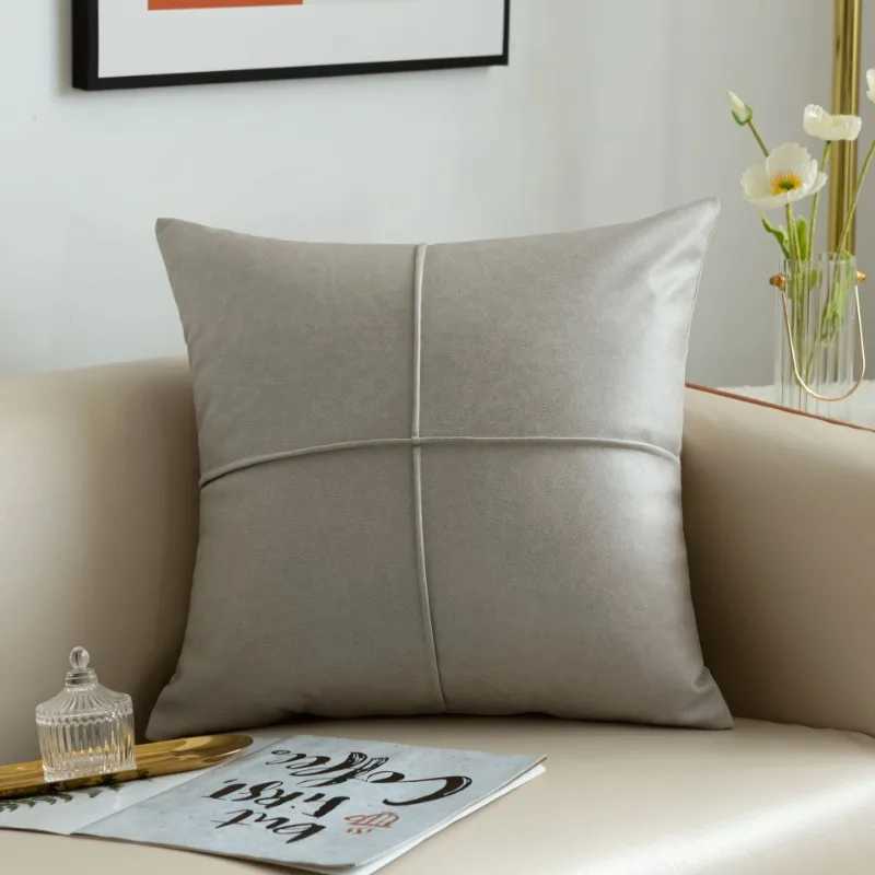 light luxury simulation leather thickened technology cloth waterproof throw pillow living room sofa cushion rectangular pillow D260317