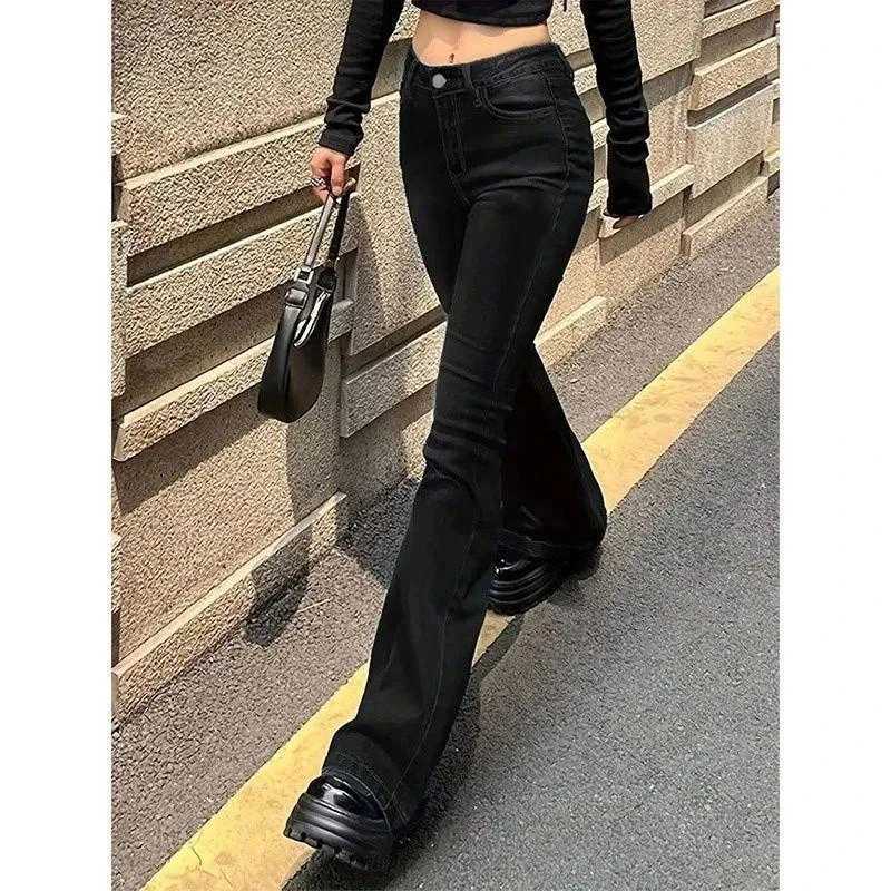 2026 Lady High Waist Thin Bell Bottom Jeans s Classic Fashion Denim Pants Hot Sale Female Solid Casual Trousers M260317