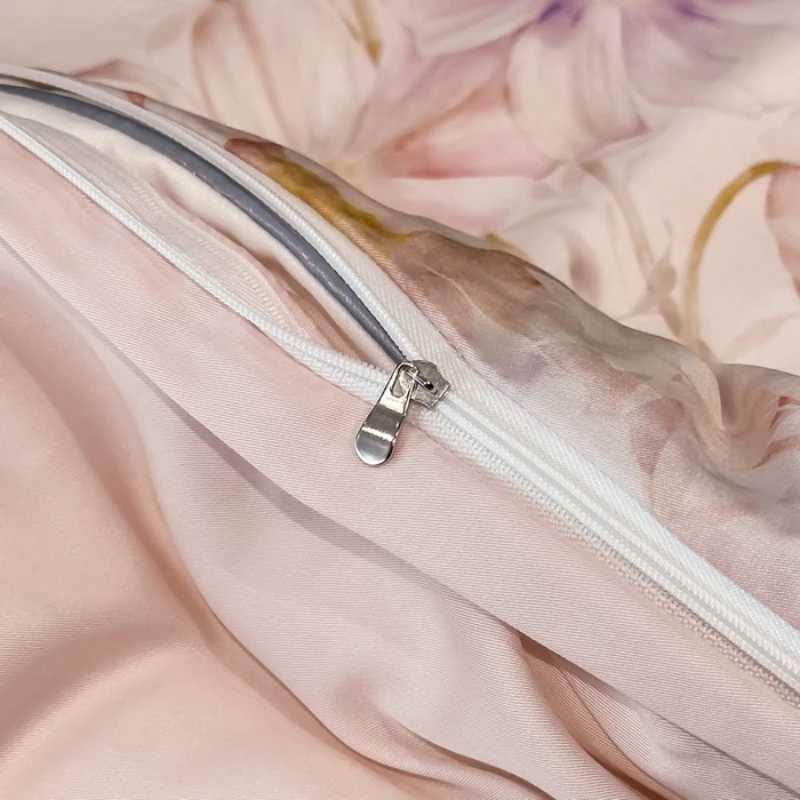 Luxury Organic Bamboo Silky Bedding Set Vintage Flat Bed Sheets Duvet Cover Pillowcases Rural Style Queen King Size Bed Linens D260317