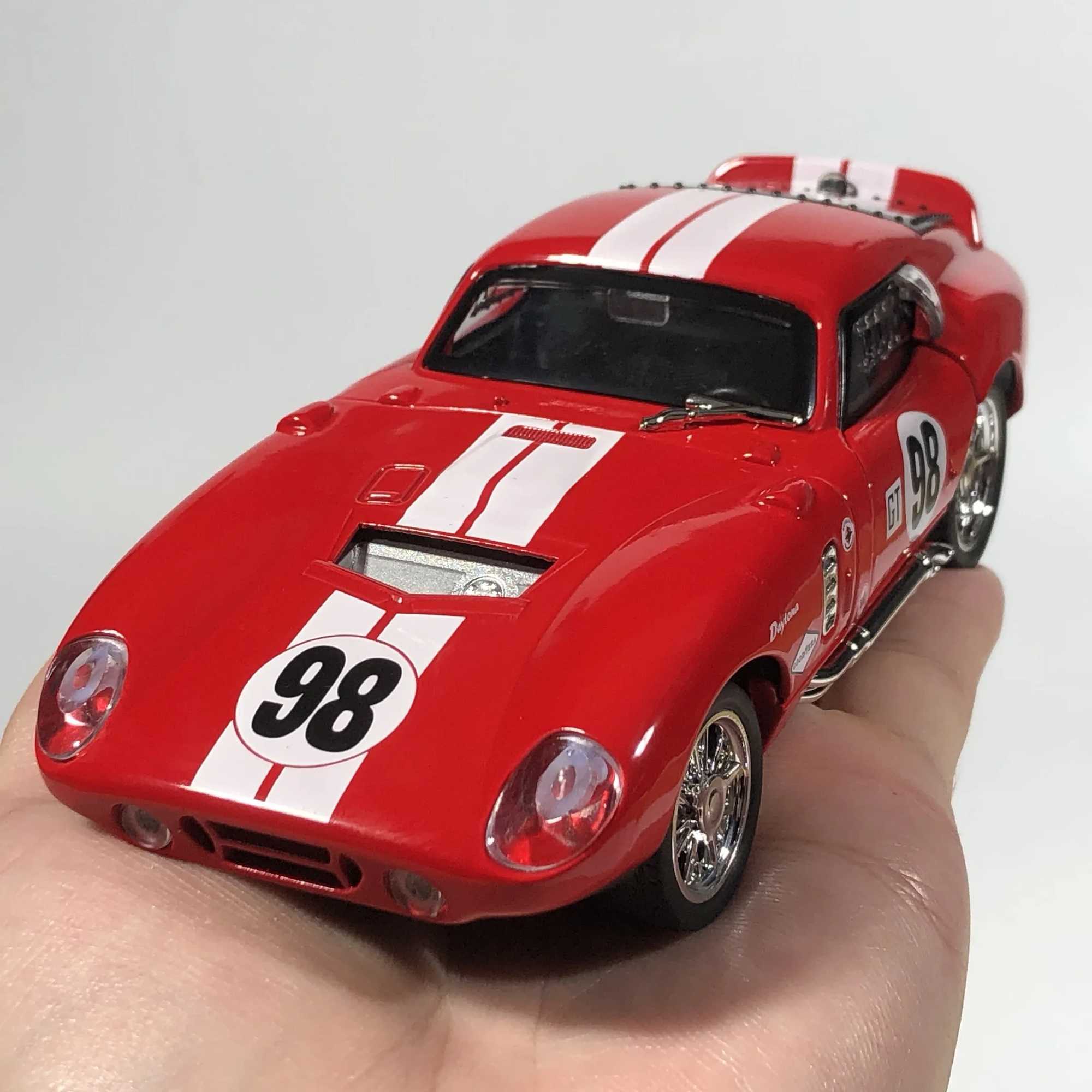 132 1965 Ford Shelby Cobra Daytona Coupe Alloy Metal Diecast Model Car Sound And Light Pull Back collectibles Hobby Decorations D260317
