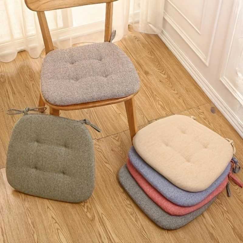 Universal Dining Chair Cushion Thickened Keep Warm Cotton Linen Seat Pad Horseshoe Shape Breathable All Season Home Use Cushion D260317