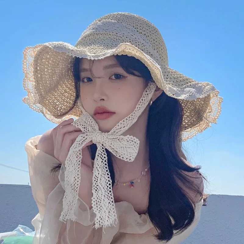 New womens sun hat Wide along the beach hat Womens summer straw hat folding sun hat head Womens beach UV protection hat H2603171 - view 4
