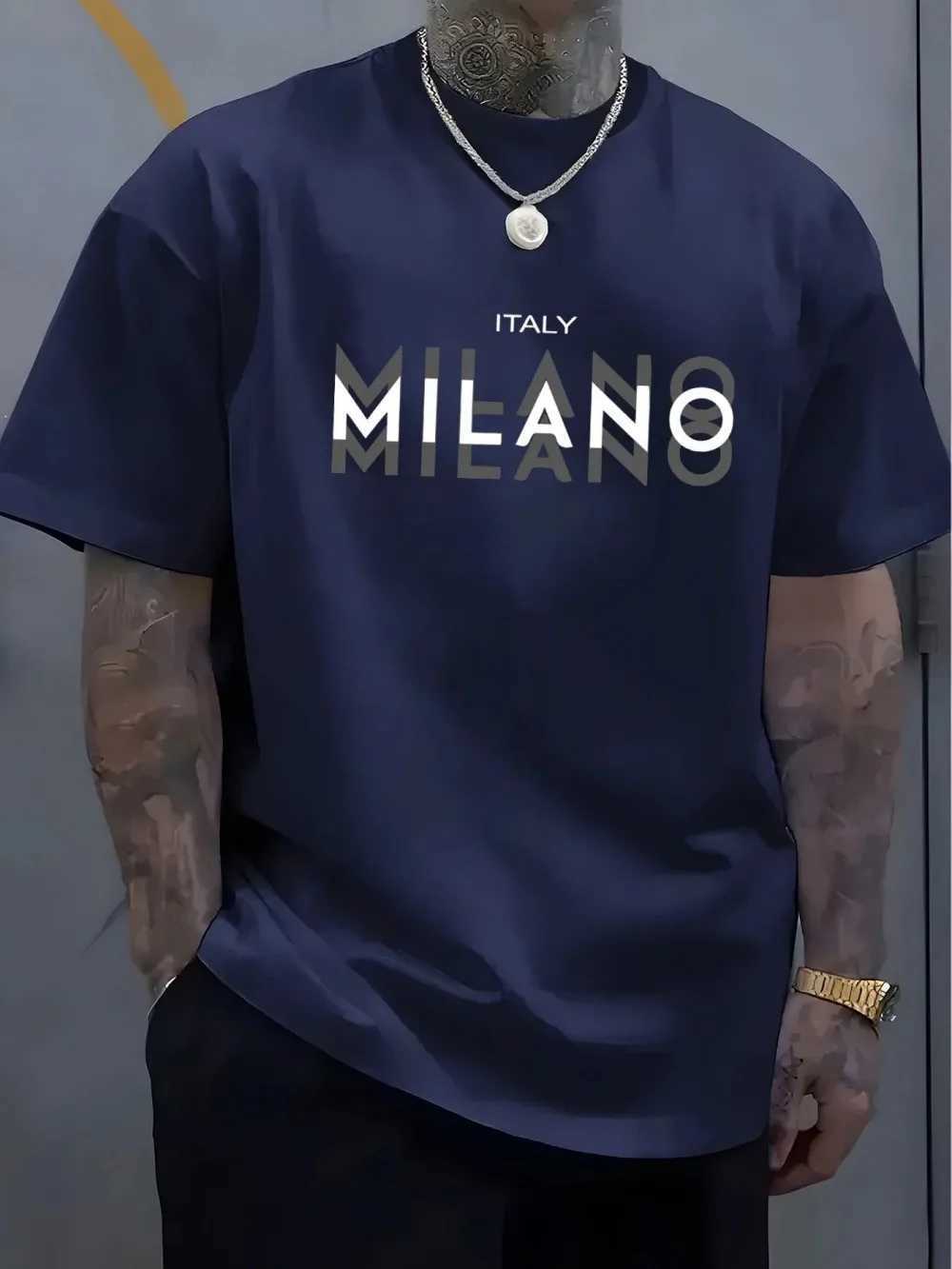 Men New Summer Casual Comfortable Breathable T-shirt with Letter Shadow Patterns Suitable for Outdoor Sports 100 Pure Cotton M260317