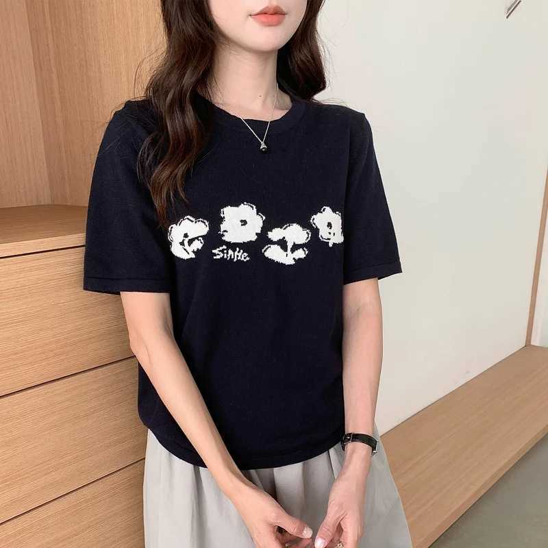 Summer Womens 100 Cotton T-shirt Basic Knitted Short Sleeve Loose Top Fashion Bottom Hot Selling Casual Wear M260317