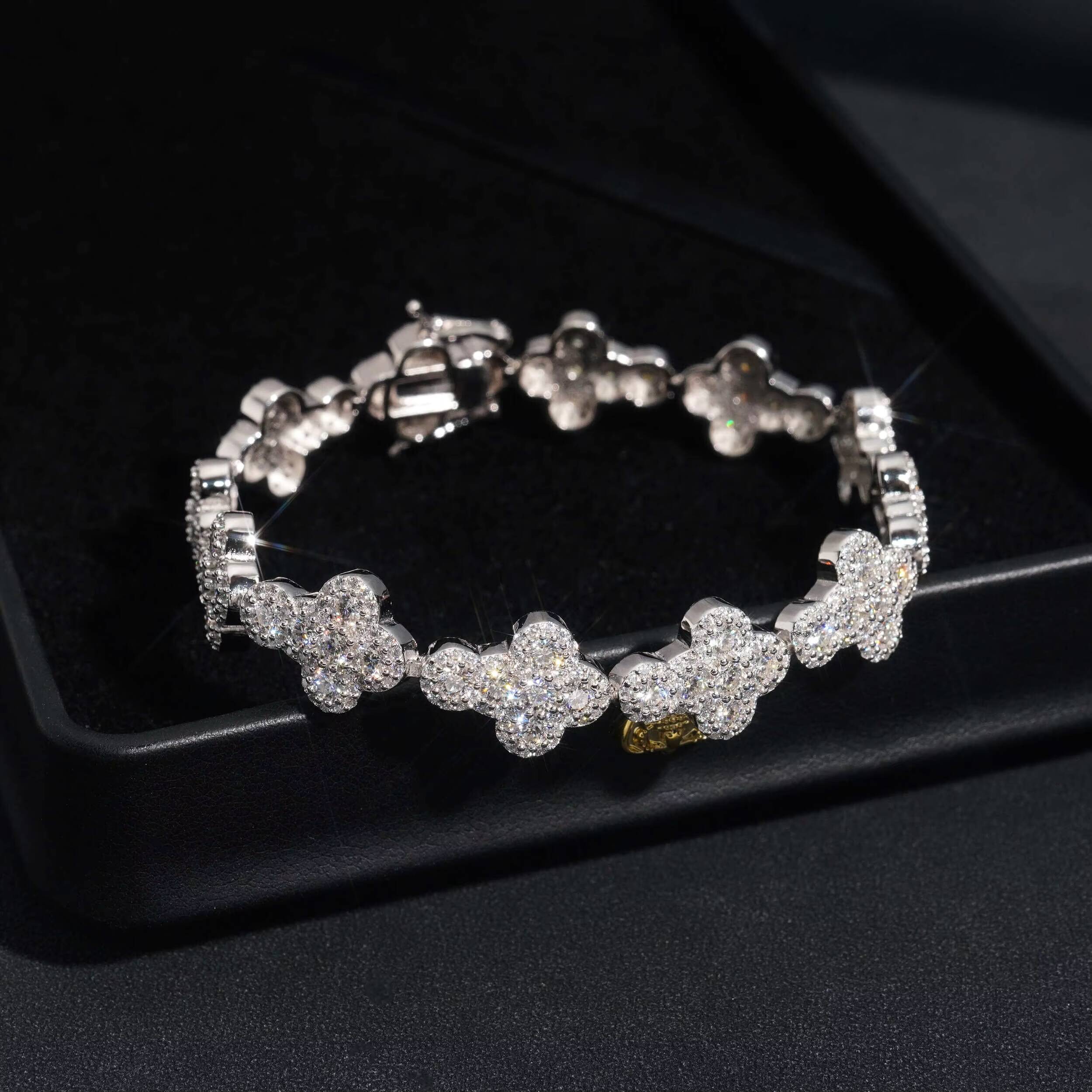 Hot Sale GRA Hip Hop Popular 13mm VVS Diamond 925 Sterling Silver Iced Out Cuban Link Chain Moissanite Cross Bracelet for Men