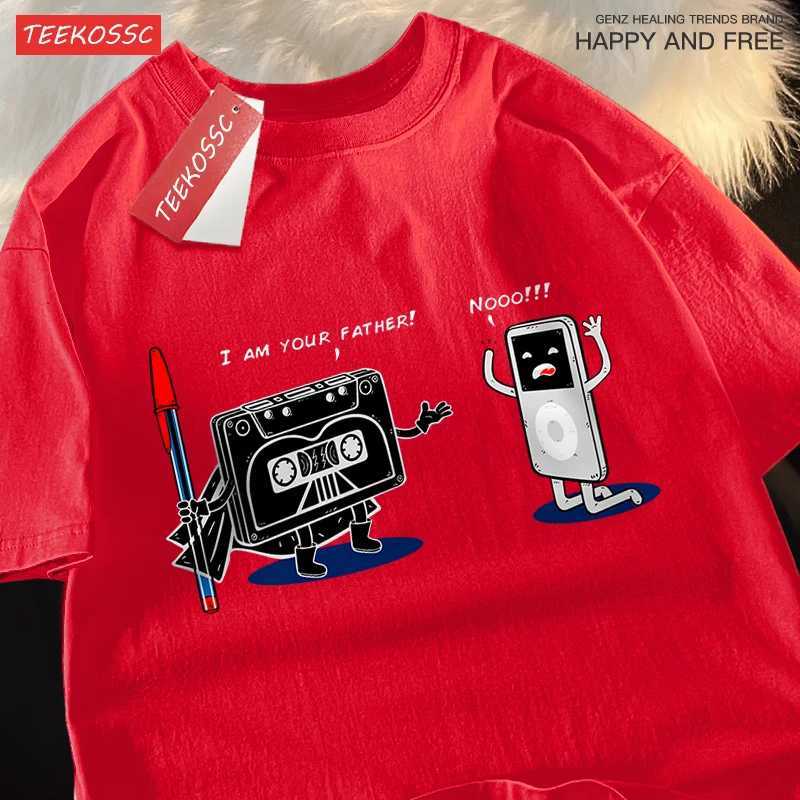 Fun Cassette Tape I Am Your Father Male Clothes Hip Hop Oversize T-Shirts Summer Casual Short Sleeve Cotton Loose Street T Shirt M260317