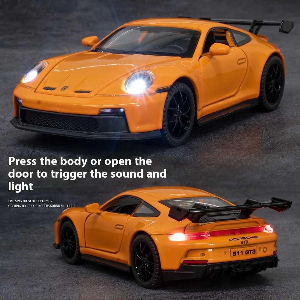 132 911 GT3 RS Alloy Sports Car Model Diecast Metal Racing Car Vehicles Model High Simulation Sound Light Children Toy Gift Boy D260317