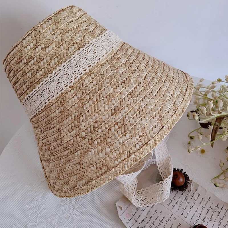 LolitaStyle Straw Hat for Women Girls French Tea Party Hat Lace Patchwork Bonnet Handwoven Sun Hat Summer Headgear H260317 - view 5
