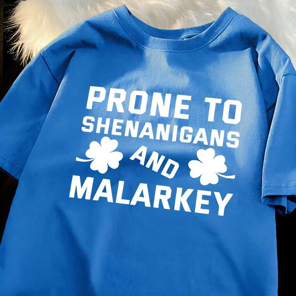 Prone To Shenanigans White Print Sport Basic T-Shirt Man Soft Oversize Short Sleeve Cotton Crewneck Tshirts Summer Loose Clothes M260317