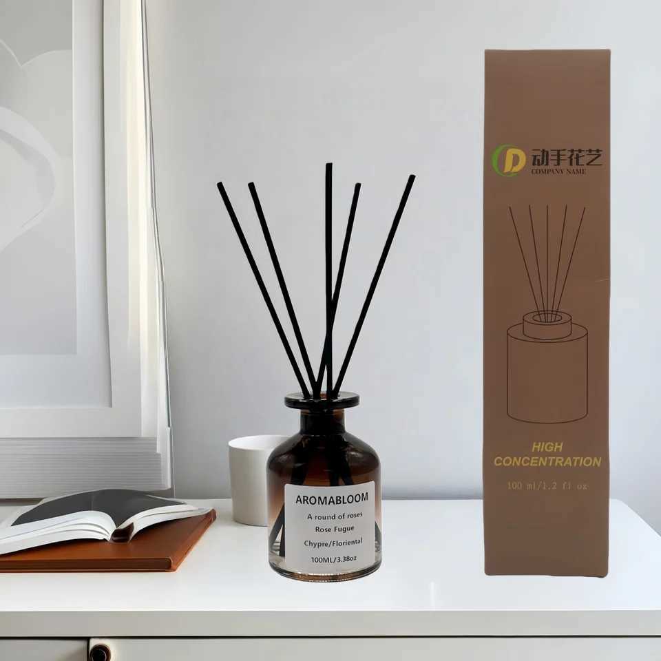 Reed Diffuser Set Gradient Color Glass Fragrance Bottle with Diffuser Sticks Beautiful Home Decoration for Aromatherapy in Living Room and Bedroom 5 P