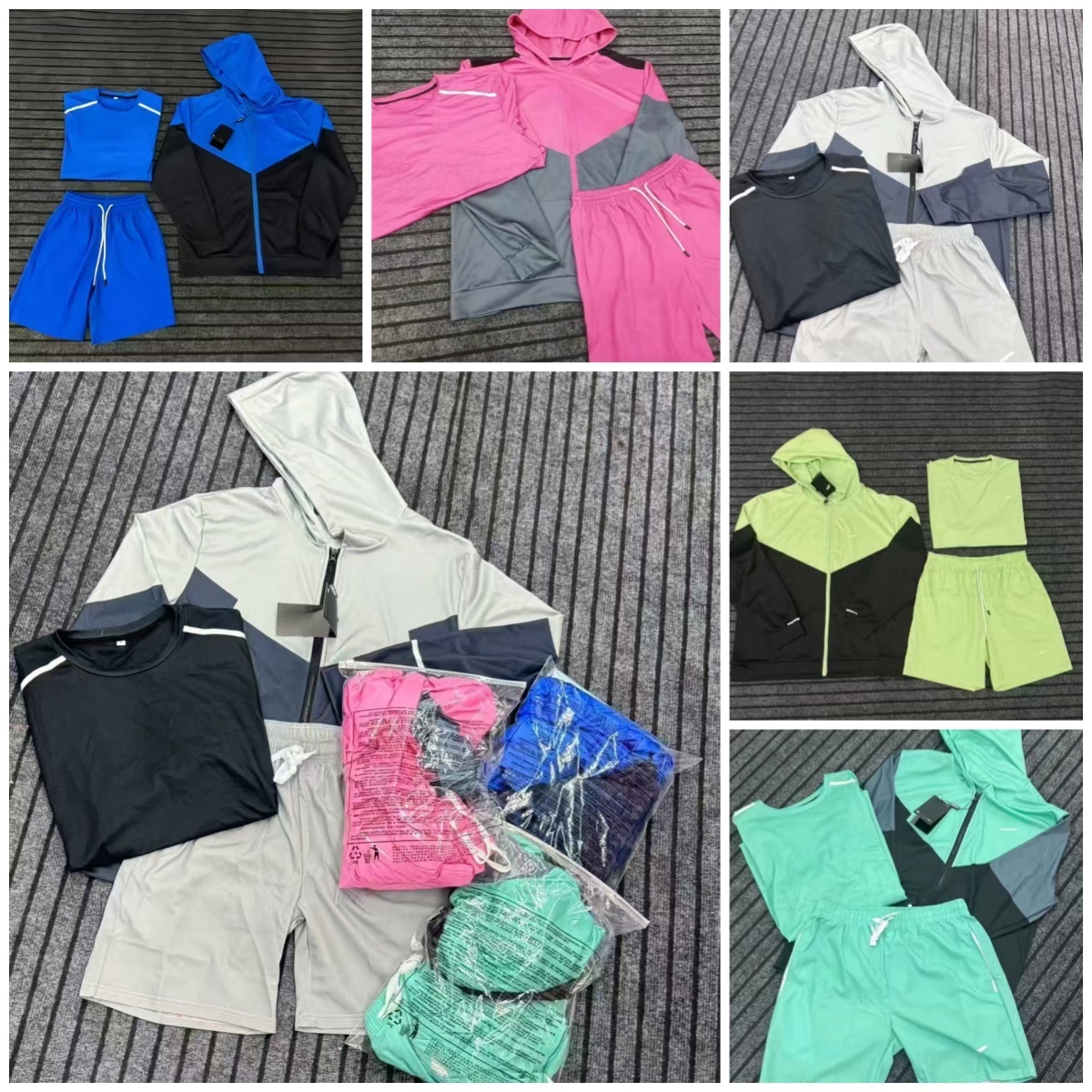 Mirror quality miller set running pantalon monterex tracksuit tech 3-piece set sports fiess jogging suits running shirts quick dry sportswear sweatpants Set short