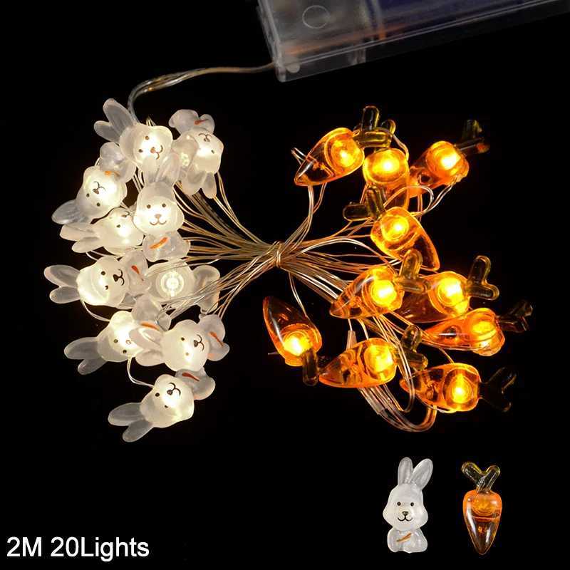 2M 20LED Easter Rabbit String Light Carrot Chick Eggs Fairy Light Garland Happy Easter Party Decoration For Home Kids Gift 2025 H2603161