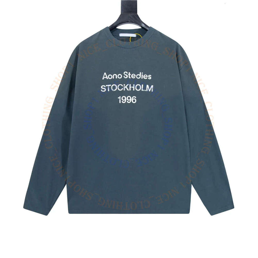 Acnes Mens Designer T Shirts Men Women Letter Printed Fashion Spring Summer Long Sleeve Tops Washed Styles Tees 2026 458