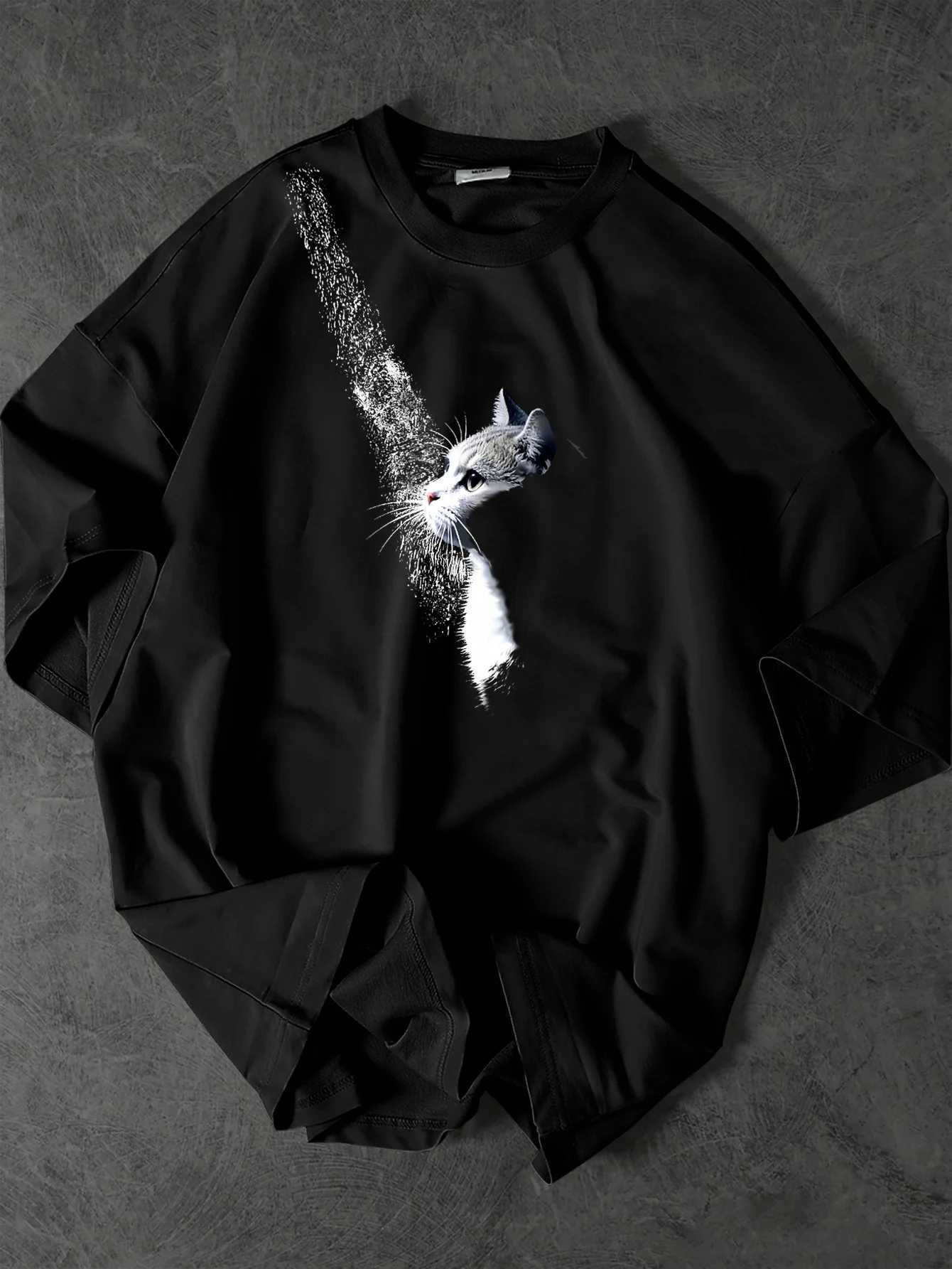 Summer Men Fashion Cat Pattern New T-Shirt - Comfortable and Loose Fit - 100 Pure Cotton Soft Material - Trendy and Versatile M260317