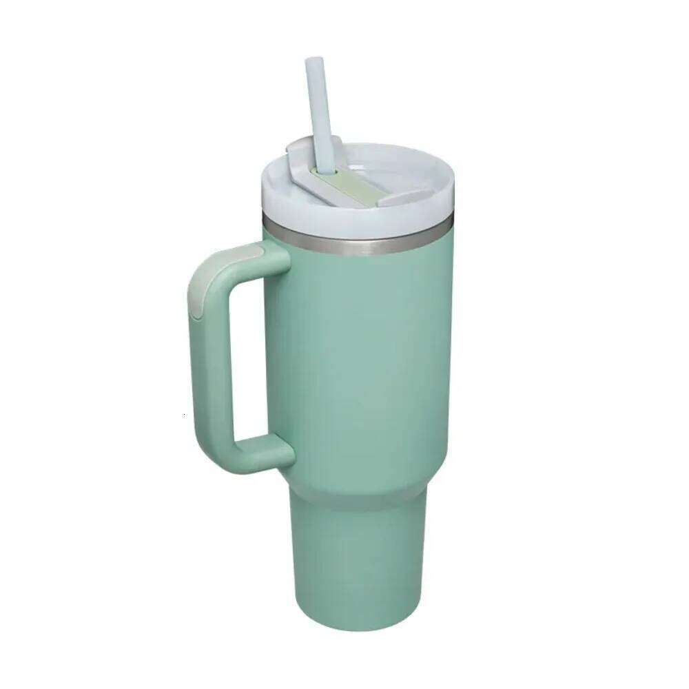 40 oz Tumbler with Handle Lid Straw 40oz Stainless Steel Water Bottle Vacuum Thermos Cup Travel Car Coffee Mug Cap for Stanley 26Y0317