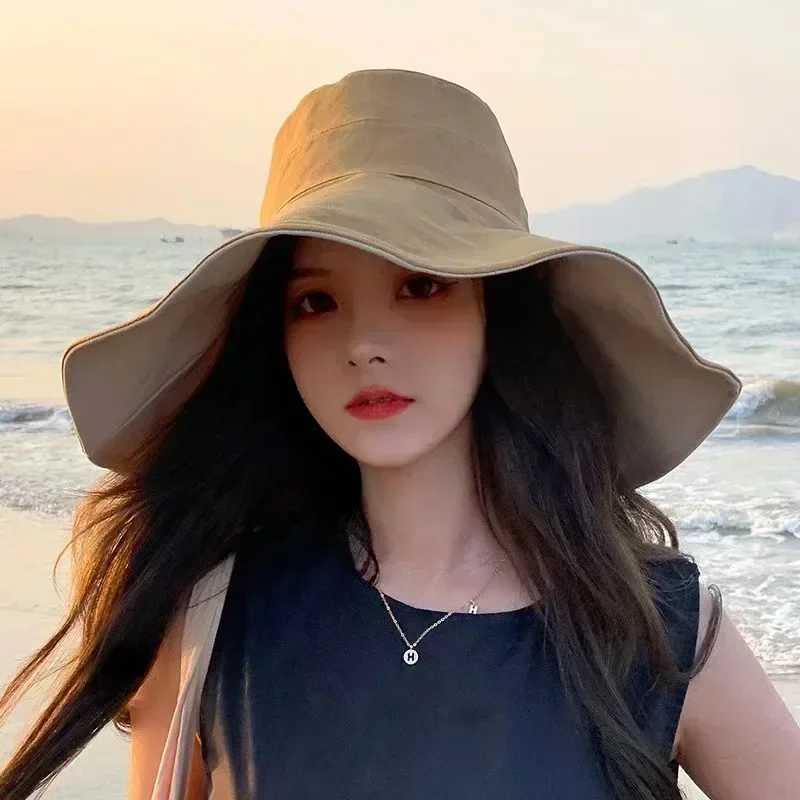Wide Brim UPF 50 Sun Hat Women Anti-UV Protection Hiking Fisherman Cap Fold Summer Solid Beach Hat 2024 Double Sided Sun Hat H260317 - view 5