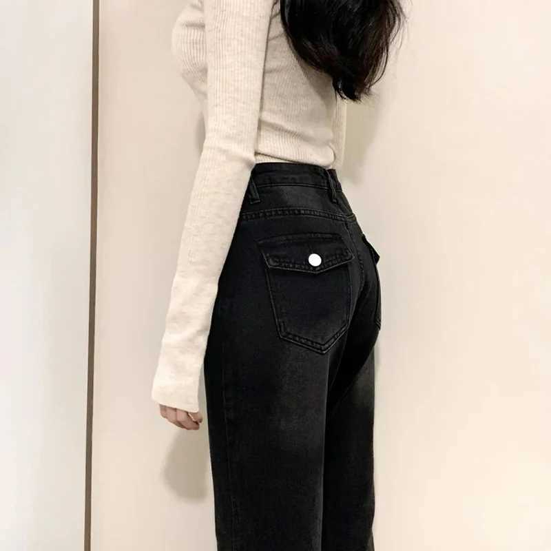 Lady Chic Black Wide Leg Jeans Female Vintage Baggy Denim Trousers s Classic Designer Streetwear High Waist Pants M260317