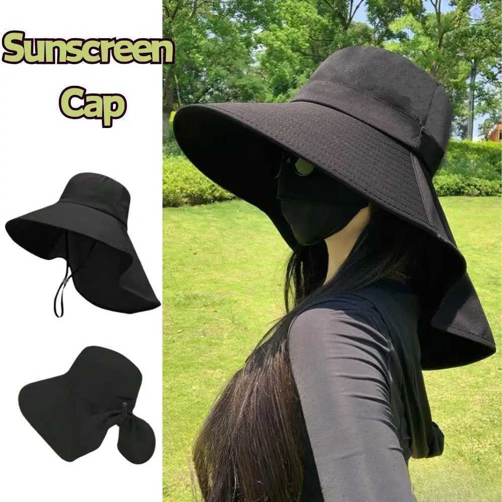 Sun Hat For Women With Neck Flap UPF 50 UV Protective Hiking Beach Shawl Sunscreen Cap Wide Brim Ponytail Travel Fisherman Hat H260317 - view 3