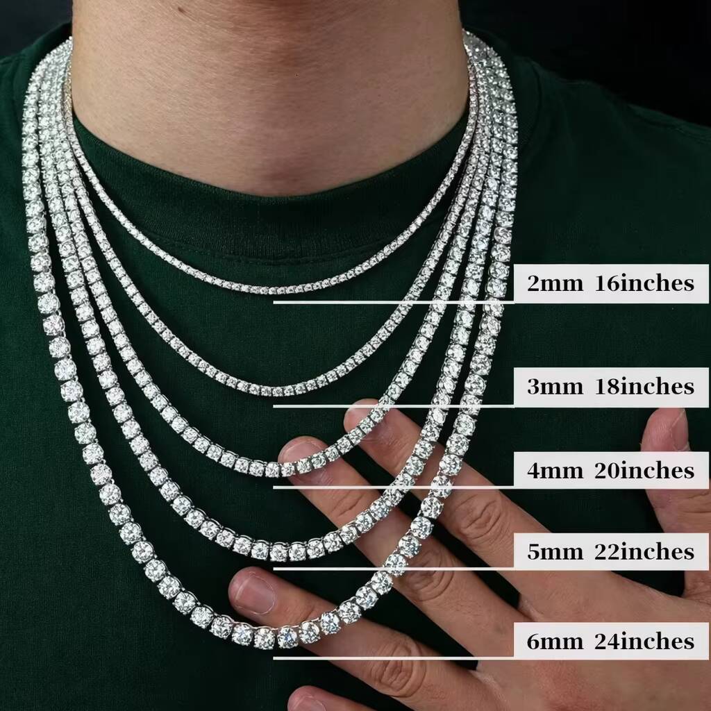 Wholesale Aniva Lab Grown Diamond Tennis Chain Necklace 925 Sterling Silver IGI Certified Brilliant Cut Unisex Trendy E Color