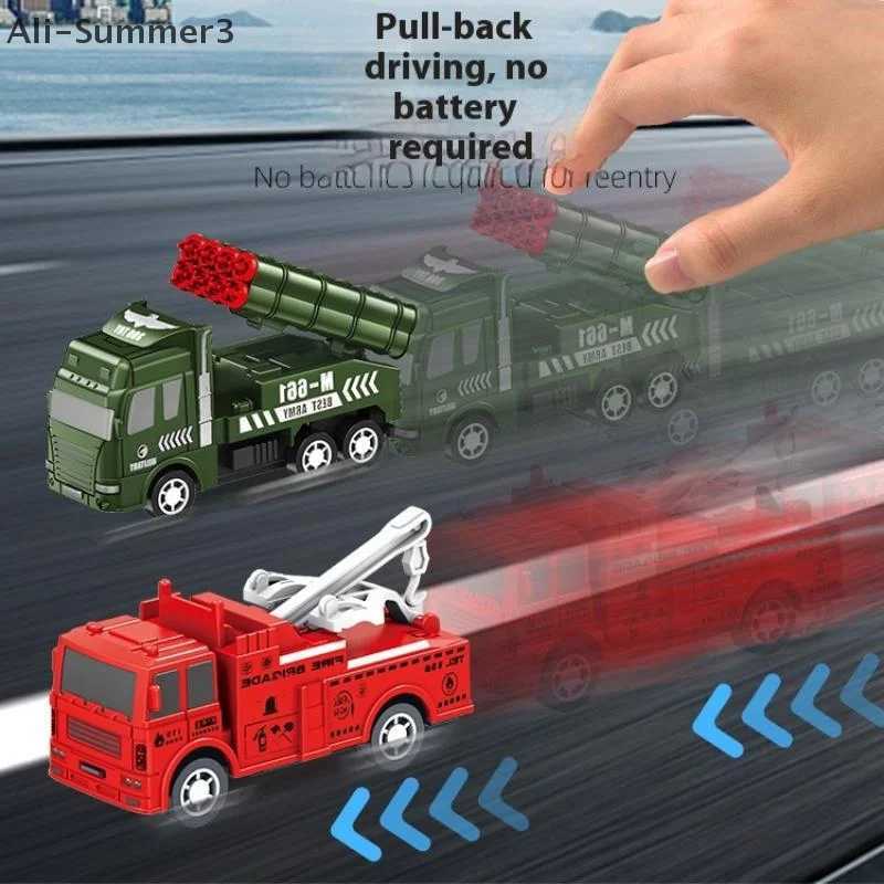 4/6Pcs Pull Back Engineering Vehicle Boys Toys Kids Toy Car Inertia Sanitation Truck Models For Children Ideal Gifts Y260316