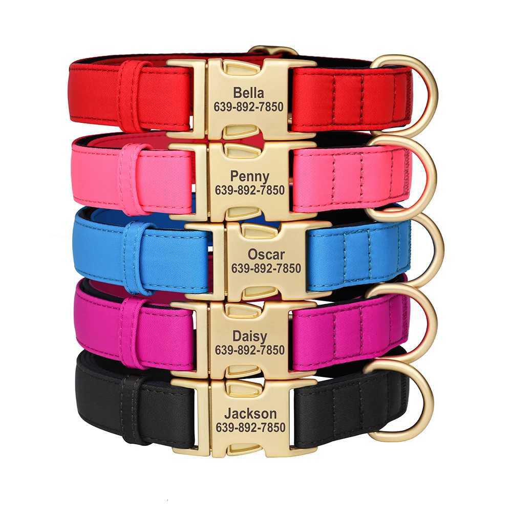 Custom Dog Collar Waterproof Nylon Puppy Dog Collars Personalized Pet ID Name Plate Necklace for Small Medium Dogs Chihuahua PugT260314